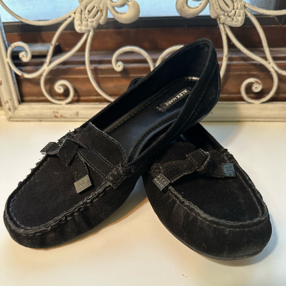 Alex Marie Elegant Black Velvet Loafers - Picture 4 of 11